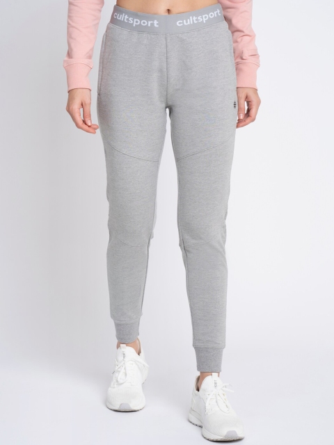 

Cultsport Women Grey Melange Solid Slim-Fit High-Rise Joggers