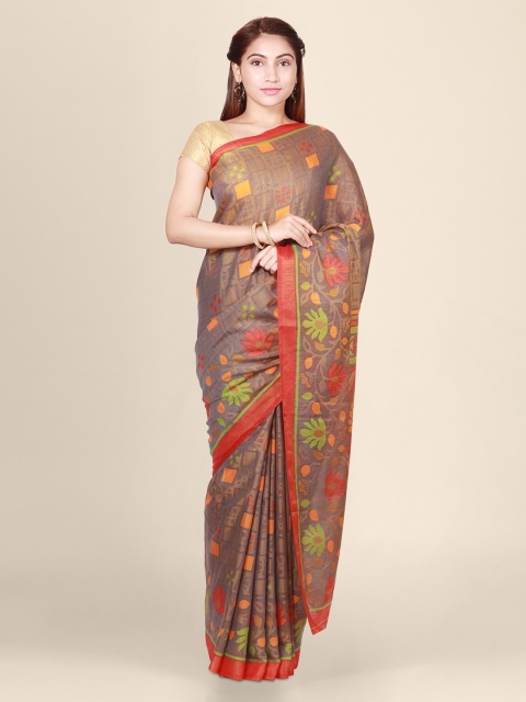 

CLAI WORLD Brown Woven Design Brasso Handloom Saree