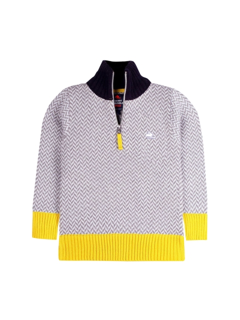 

Cherry Crumble Boys Grey & White Self Design Pullover Sweater