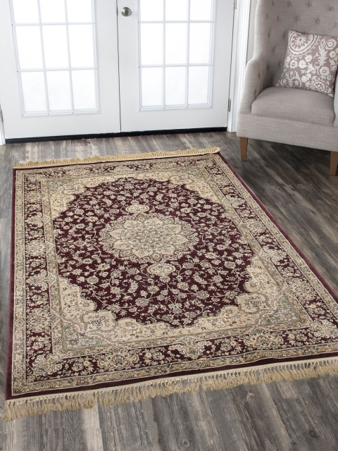 

OBSESSIONS Maroon & Cream-Coloured Printed Anti-Skid Carpet