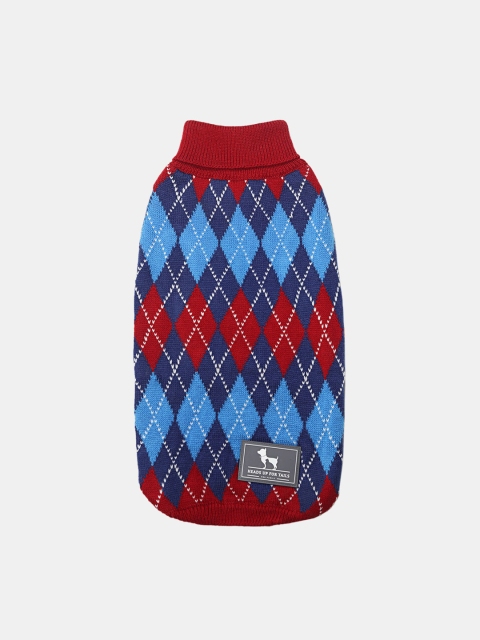 

Heads Up For Tails Multicoloured Argyle Dog Sweater, Multi