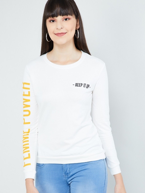max Women Off-White Solid Sweatshirt