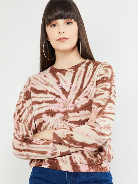 

max Women Brown & Beige Printed Sweatshirt