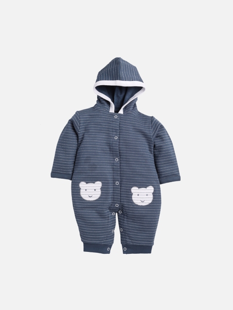 

BABY GO Boys Navy Blue & White Striped Organic Cotton Romper