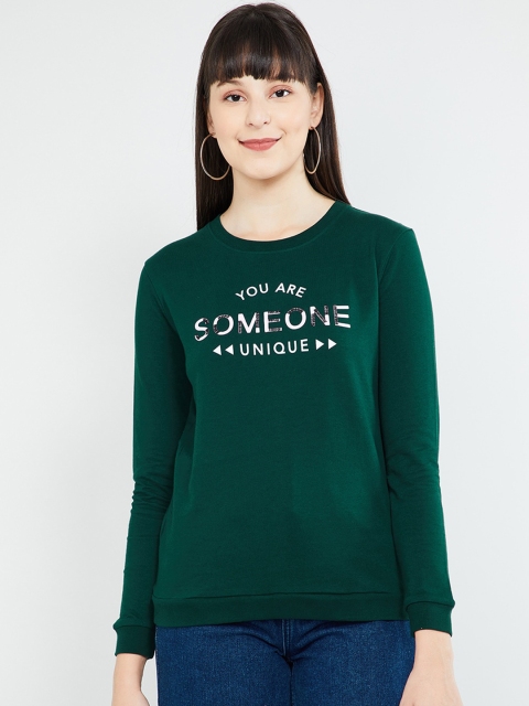 

max Women Green Printed Sweatshirt