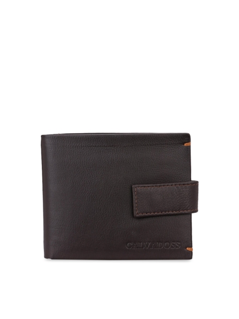 

Calvadoss Men Brown Solid Genuine Leather Sustainable Two Fold Wallet