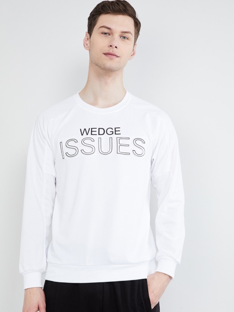 

max Men White Printed Sweatshirt