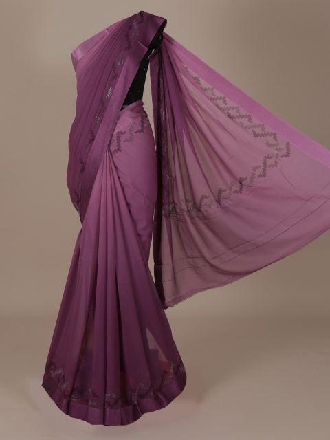 

Pothys Lavender Solid Pure Chiffon Saree