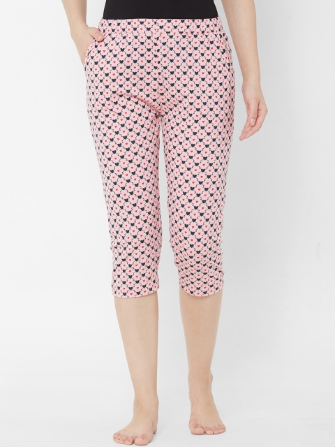 

Sweet Dreams Women Pink & Black Printed Lounge Capris F-LLC-1189B