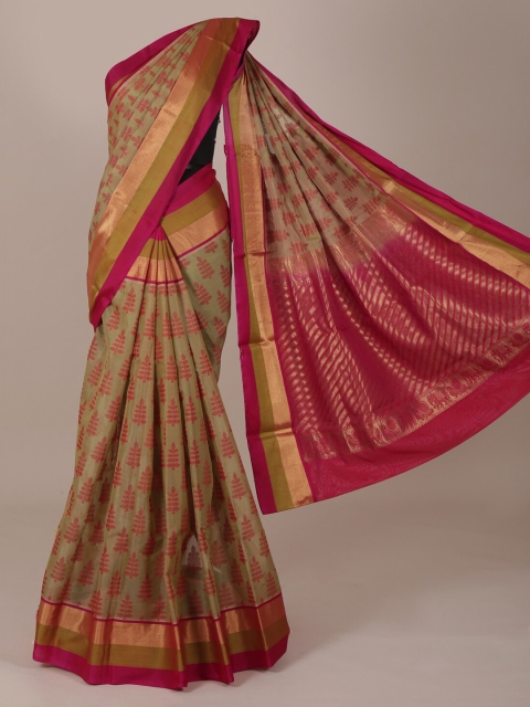 

Pothys Green Printed Silk Cotton Saree