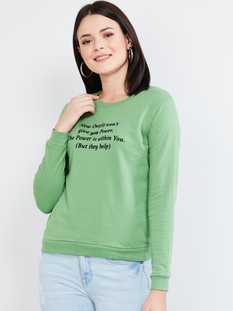 max Women Green Printed Sweatshirt