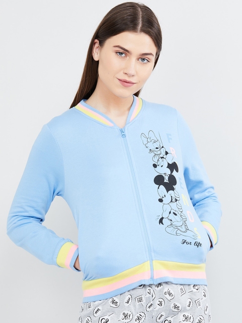 

max Women Blue Printed Sweatshirt
