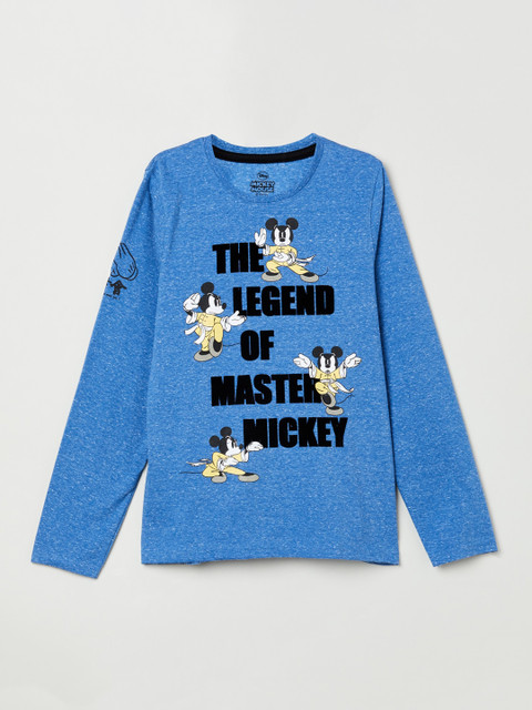 

max Boys Blue Printed Round Neck T-shirt