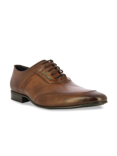 

Alberto Torresi Men Brown Textured Leather Formal Oxfords