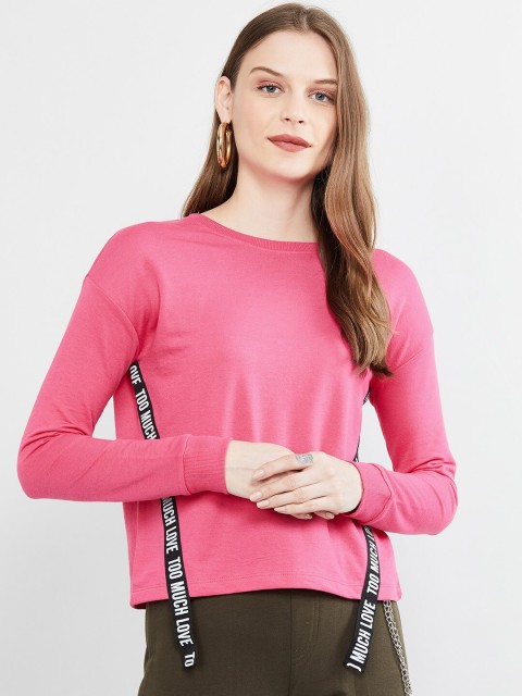 

max Women Pink & Black Solid Sweatshirt