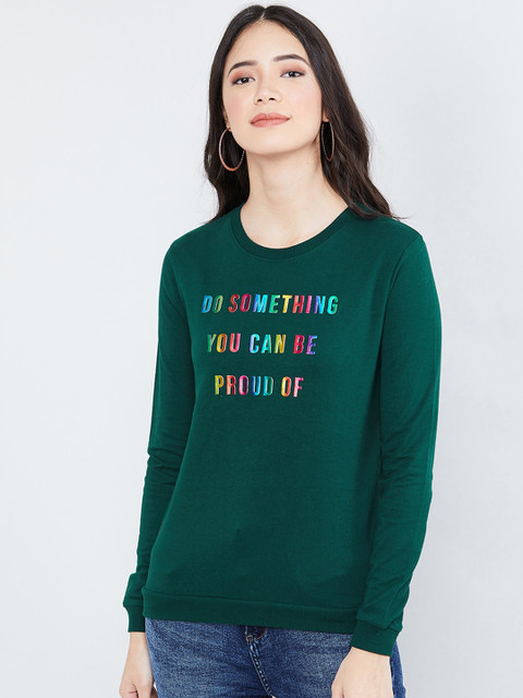 

max Women Green Printed Sweatshirt