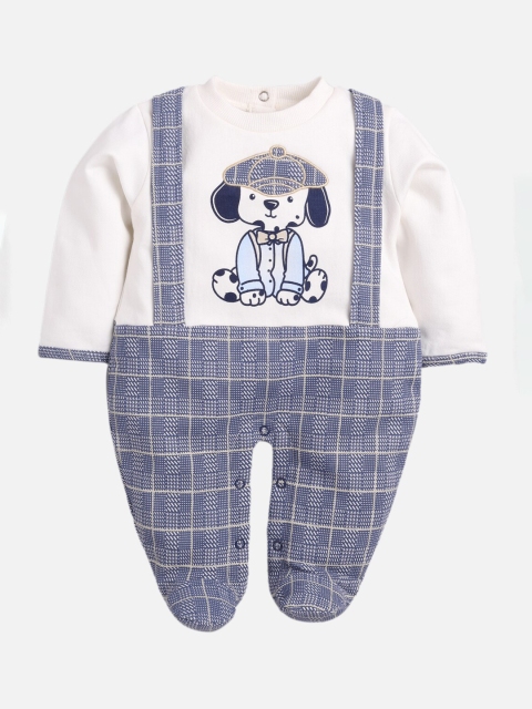 

Baby Go Navy Blue & White Regular Fit Cotton Romper