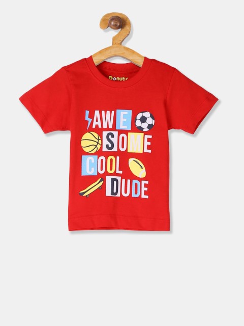

Donuts Boys Red Printed Round Neck T-shirt