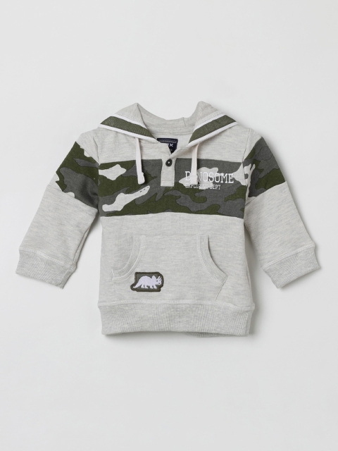 

max Boys Grey Printed Hooded Sweatshirt