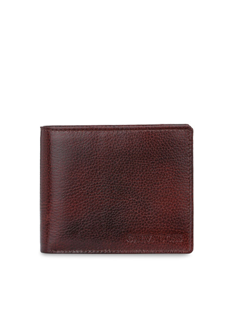 

Calvadoss Men Brown Solid Genuine Leather Two-Fold Wallet