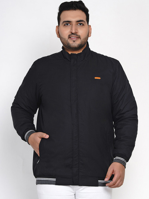 

John Pride Men Black Solid Bomber Jacket