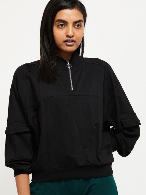 

max Women Black Printed Sweatshirt