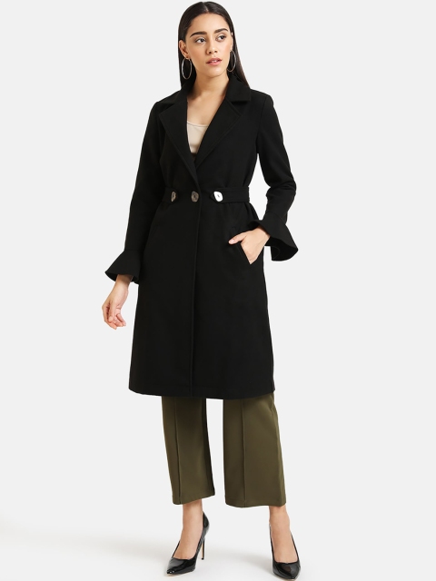 

Kazo Women Black Solid Longline Overcoat