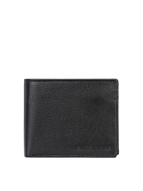 

Calvadoss Men Black Solid Leather Two Fold Wallet