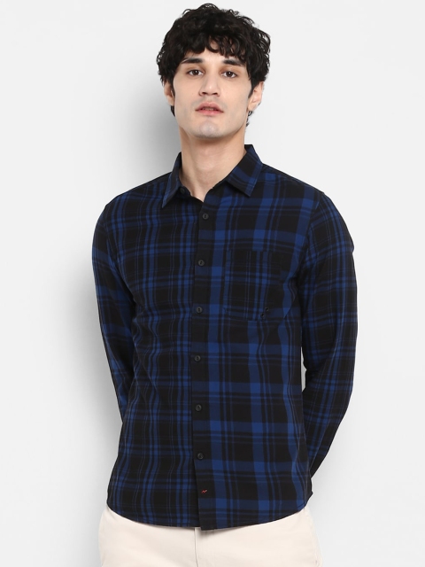 

SPYKAR Men Blue Slim Fit Checked Cotton Casual Shirt