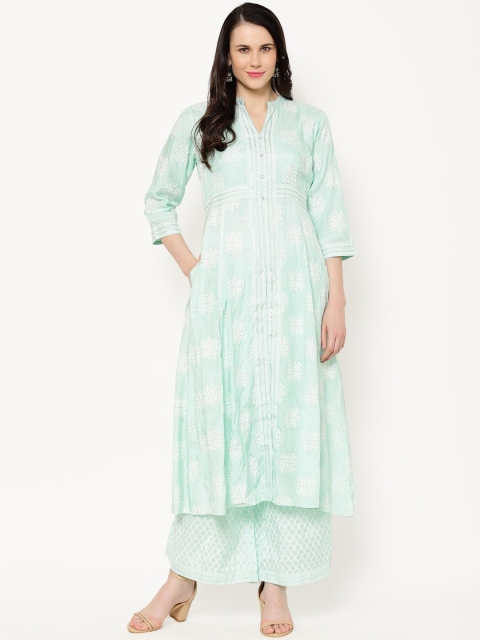

Ramas Women Turquoise Blue Printed Kurta with Palazzos