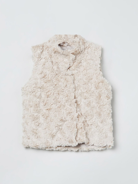 

max Girls Beige Self Design Tailored Jacket