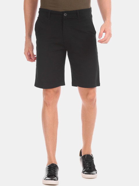 

Ruggers Men Black Solid Regular Shorts