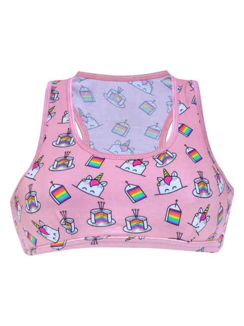 

DChica Girls Pink & Blue Unicorns & Cakes Printed Non Padded Beginner Sports Bra DCBRNV6376