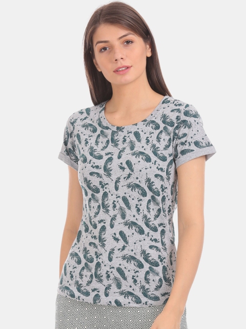 

Cherokee Women Grey Printed Round Neck T-shirt