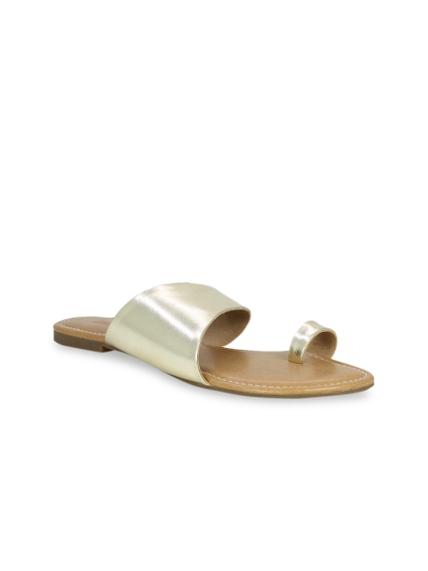 

Inc 5 Women Gold-Toned Solid One Toe Flats