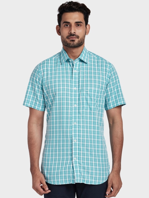 

ColorPlus Men Green Tailored Fit Checked Casual Shirt