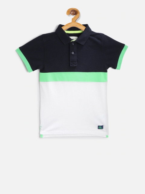 

Cherry Crumble Boys Navy Blue Colourblocked Polo Collar T-shirt
