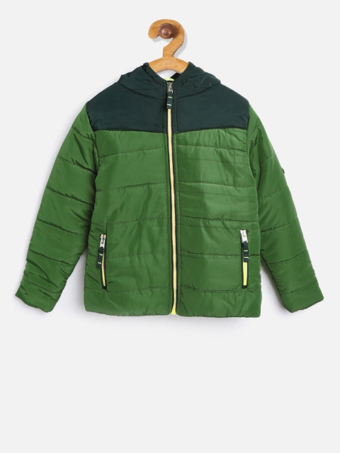 

Cherry Crumble Boys Green Solid Padded Jacket
