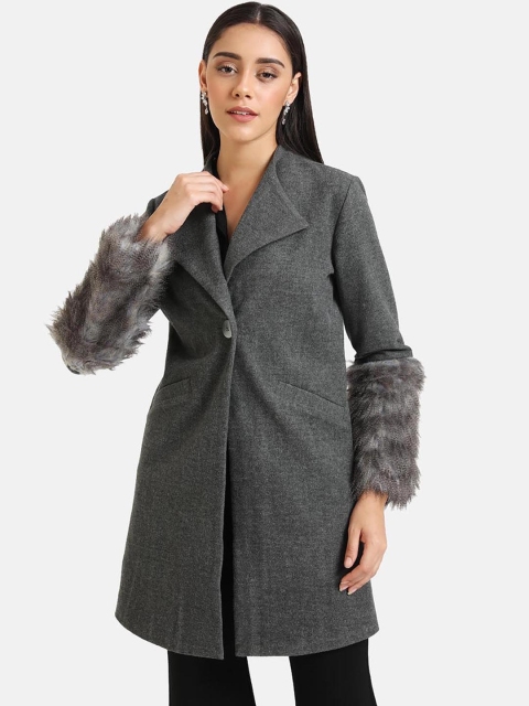 

Kazo Women Grey Solid Overcoat