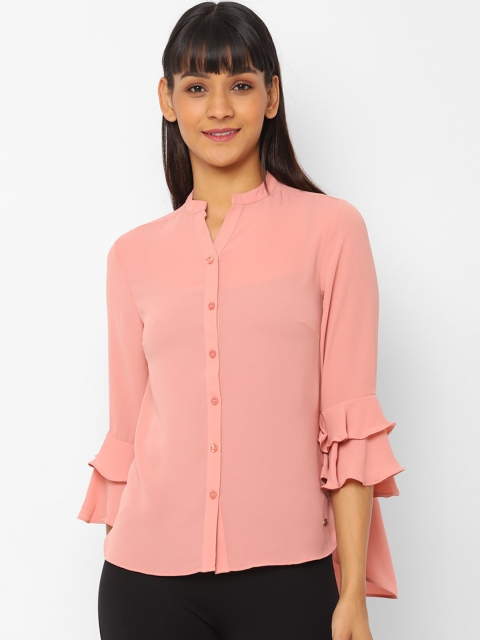 

Allen Solly Woman Women Peach-Coloured Regular Fit Solid Casual Shirt