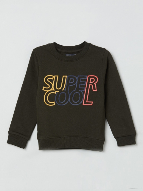 

max Boys Olive Green Printed Sweatshirt
