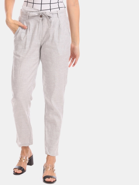 

Karigari Women Grey Regular Fit Solid Peg Trousers