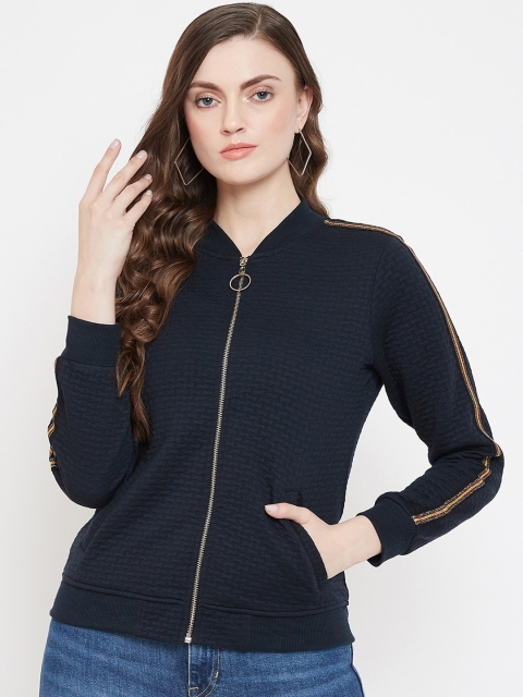 

Austin wood Women Navy Blue Self Design Sweatshirt
