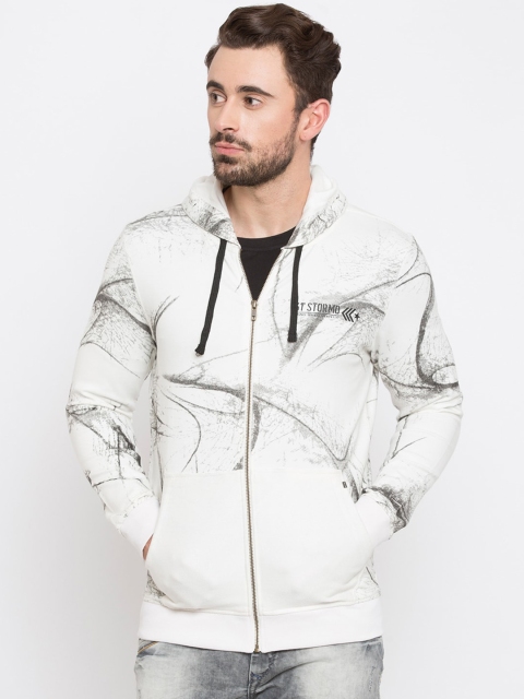 

SPYKAR Men Off-White Printed Hood T-shirt