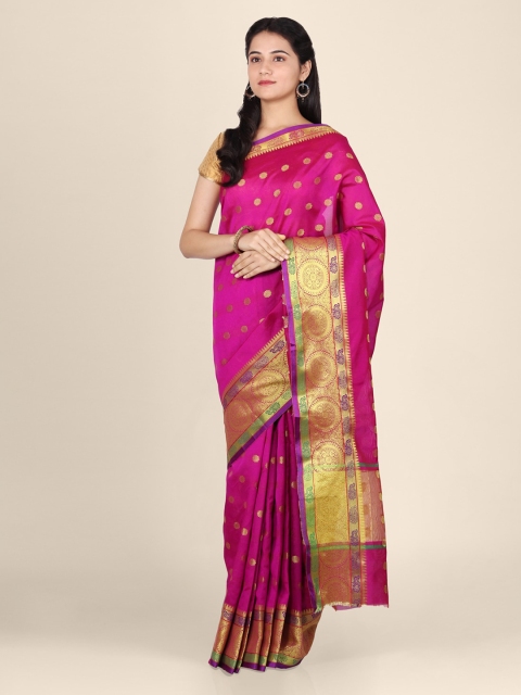 

CLAI WORLD Pink Handloom Woven Design Silk Blend Saree