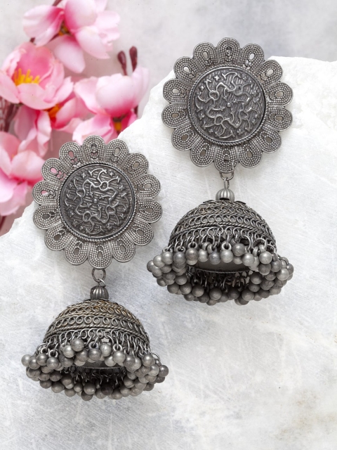 

Moedbuille Silver-Plated Dome Shaped Jhumkas