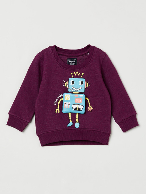 

max Boys Burgundy Printed Sweatshirt
