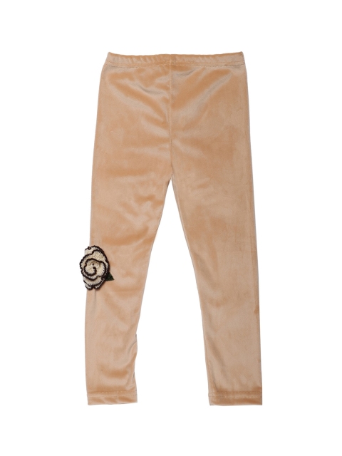

Peek-A-Boo-Zoo Girls Gold-Coloured Solid Appliqued Tights