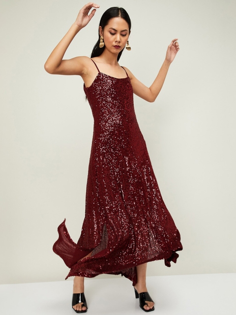 

CODE by Lifestyle Women Maroon Embellished Maxi Dress