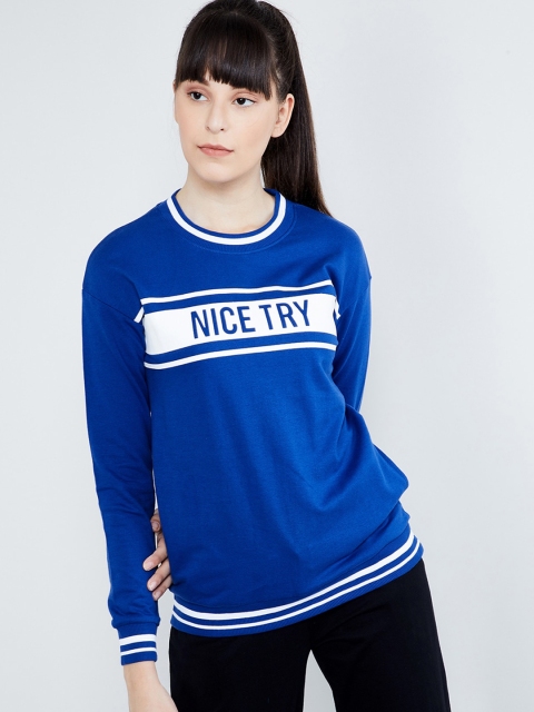 

max Women Blue Printed Sweatshirt